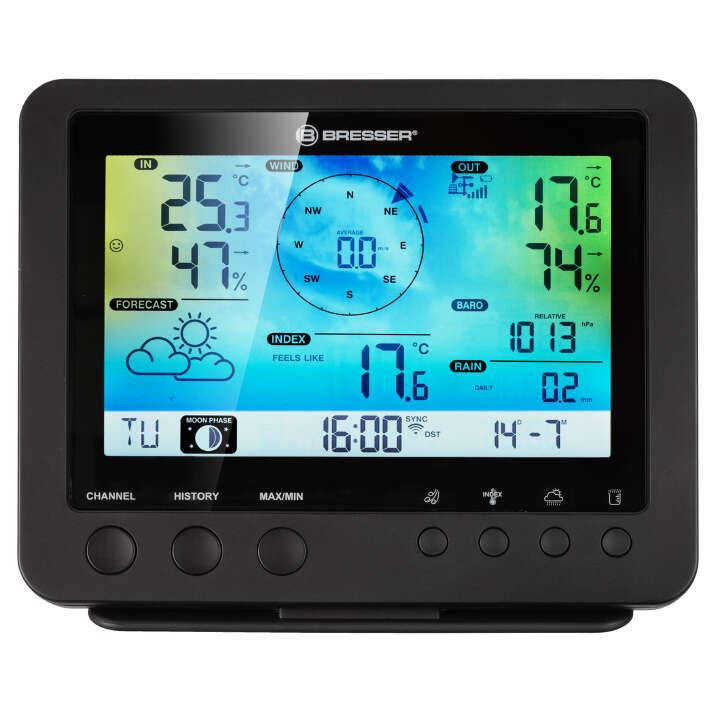 BRESSER WLAN-Farbwetterstation mit 5-in-1-Profi-Sensor